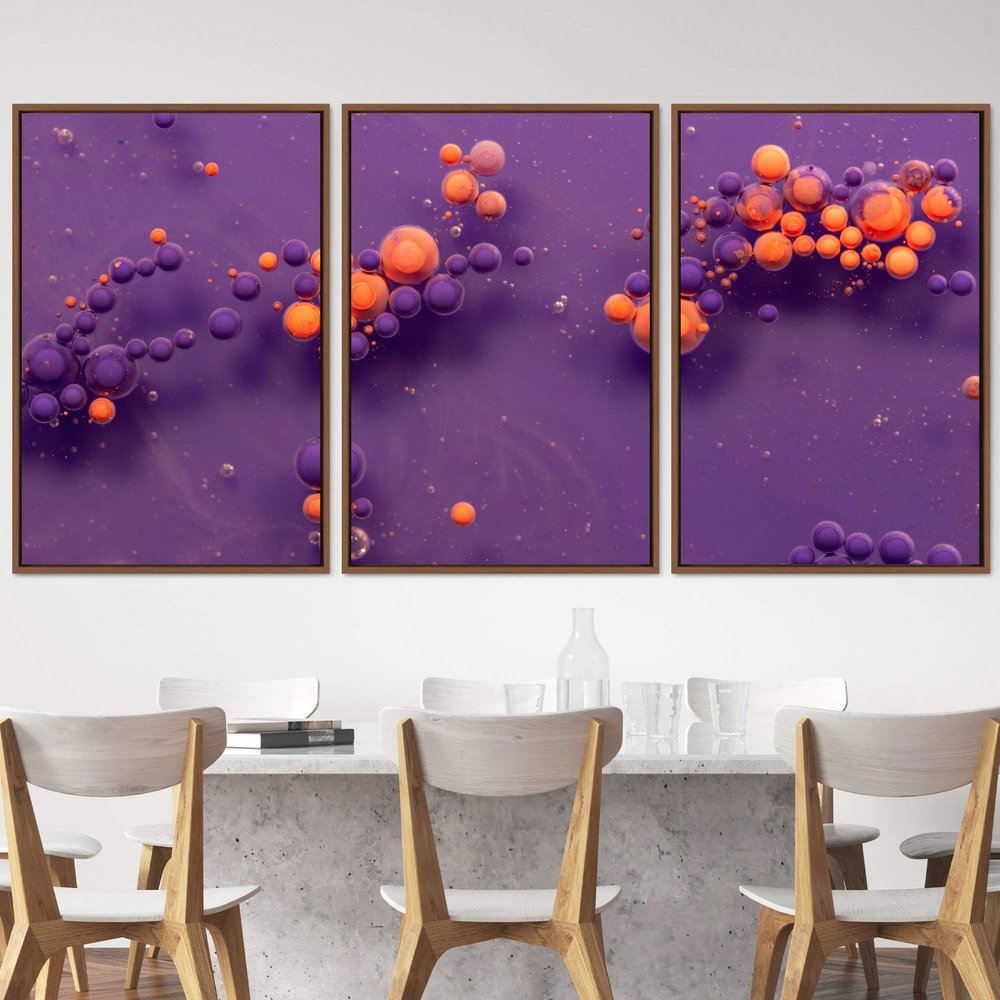 SIGNWIN 3 Piece Framed Canvas Wall Art Abstract Fluids 3D Abstract Abstract Brushstroke Contemporary - 16"x24"x3 Panels