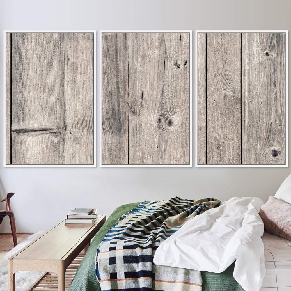 SIGNWIN 3 Piece Framed Canvas Wall Art Wood Panel Patterns Abstract Industrial Modern Art Multicolor Patterns - 16"x24"x3 Panels