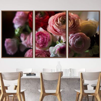 SIGNWIN 3 Piece Framed Canvas Wall Art Assorted Blossoms Canvas Prints Home Artwork Decoration for Living Room,Bedroom - 16"x24"x3 Panels