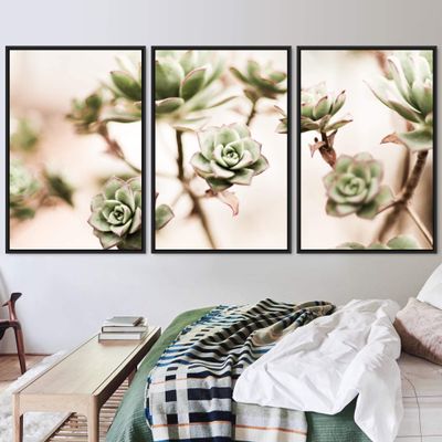SIGNWIN 3 Piece Framed Canvas Wall Art White Blossom Canvas Prints Home Artwork Decoration for Living Room,Bedroom - 16"x24"x3 Panels