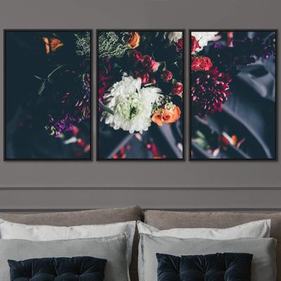SIGNWIN 3 Piece Framed Canvas Wall Art Assorted Blossoms Canvas Prints Home Artwork Decoration for Living Room,Bedroom - 16"x24"x3 Panels