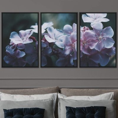 SIGNWIN 3 Piece Framed Canvas Wall Art Pink Blossom Canvas Prints Home Artwork Decoration for Living Room,Bedroom - 16"x24"x3 Panels