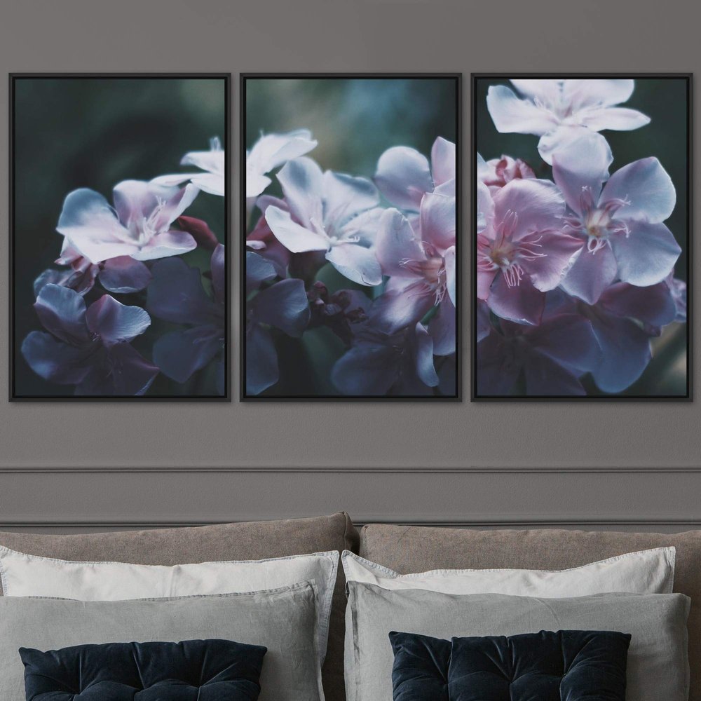 SIGNWIN 3 Piece Framed Canvas Wall Art Pink Blossom Canvas Prints Home Artwork Decoration for Living Room,Bedroom - 16"x24"x3 Panels