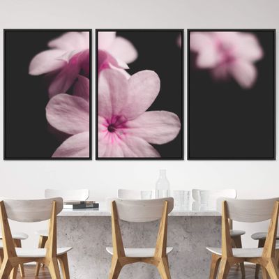 SIGNWIN 3 Piece Framed Canvas Wall Art Pink Blossom Canvas Prints Home Artwork Decoration for Living Room,Bedroom - 16"x24"x3 Panels