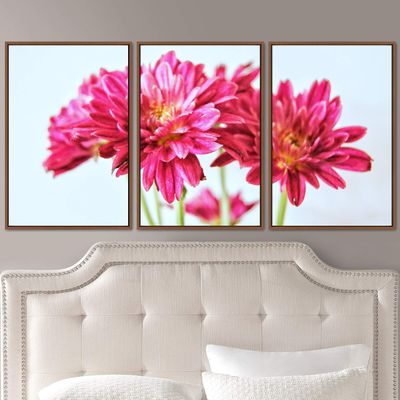 SIGNWIN 3 Piece Framed Canvas Wall Art Pink Blossom Canvas Prints Home Artwork Decoration for Living Room,Bedroom - 16"x24"x3 Panels