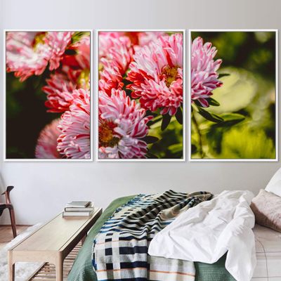 SIGNWIN 3 Piece Framed Canvas Wall Art Pink Blossom Canvas Prints Home Artwork Decoration for Living Room,Bedroom - 16"x24"x3 Panels