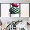SIGNWIN 3 Piece Framed Canvas Wall Art Cactus with Flower Canvas Prints Home Artwork Decoration for Living Room,Bedroom - 16"x24"x3 Panels view 1