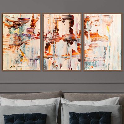SIGNWIN 3 Piece Framed Canvas Wall Art Abstract Colorful Canvas Prints Home Artwork Decoration for Living Room,Bedroom - 16"x24"x3 Panels