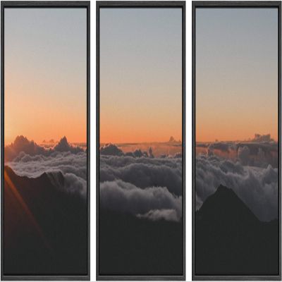 SIGNWIN 3 Piece Framed Canvas Wall Art Foggy Mountains Canvas Prints Home Artwork Decoration for Living Room,Bedroom - 16"x24"x3 Panels
