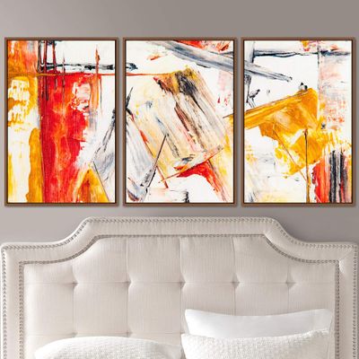 SIGNWIN 3 Piece Framed Canvas Wall Art Abstract Colorful Canvas Prints Home Artwork Decoration for Living Room,Bedroom - 16"x24"x3 Panels
