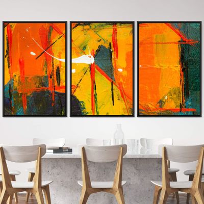 SIGNWIN 3 Piece Framed Canvas Wall Art Abstract Colorful Canvas Prints Home Artwork Decoration for Living Room,Bedroom - 16"x24"x3 Panels