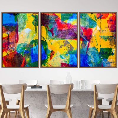 SIGNWIN 3 Piece Framed Canvas Wall Art Abstract Colorful Canvas Prints Home Artwork Decoration for Living Room,Bedroom - 16"x24"x3 Panels