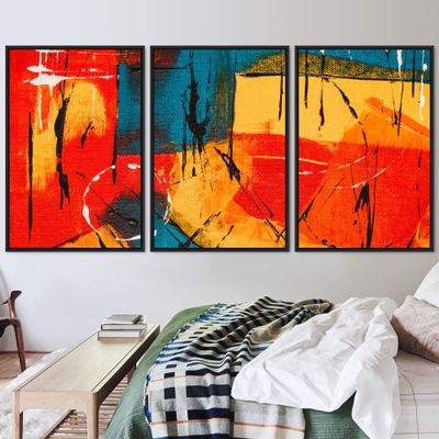 SIGNWIN 3 Piece Framed Canvas Wall Art Abstract Colorful Canvas Prints Home Artwork Decoration for Living Room,Bedroom - 16"x24"x3 Panels