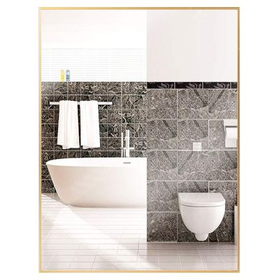 Y&J Bathroom Mirror, Wall Mirror Rectangle, Metal Framed Mirror, Horizontal or Vertical Wall Hanging, for Bedroom Living Room Home Decor