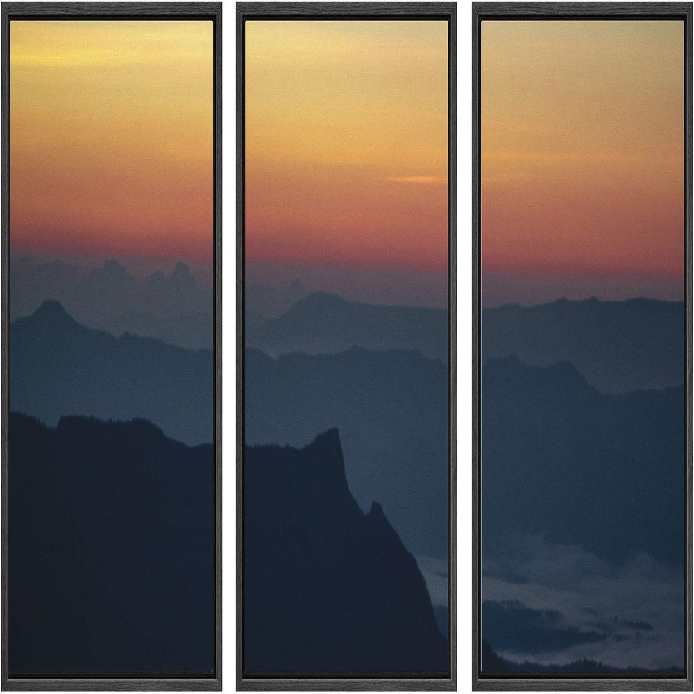 SIGNWIN 3 Piece Framed Canvas Wall Art Orange Sunset Canvas Prints Home Artwork Decoration for Living Room,Bedroom - 16"x24"x3 Panels