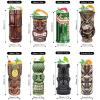 LINALL Tiki Mugs Cocktail Set of 8 - Tumblers Ceramic Hawaiian Luau Party Mugs Drinkware, Cute Exotic Cocktail Glasses, Tiki Bar Professional Hawaiian Party Barware, TKSET0017 (8pcs) view 2