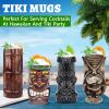 LINALL Tiki Mugs Cocktail Set of 8 - Tumblers Ceramic Hawaiian Luau Party Mugs Drinkware, Cute Exotic Cocktail Glasses, Tiki Bar Professional Hawaiian Party Barware, TKSET0017 (8pcs) view 3