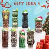 LINALL Tiki Mugs Cocktail Set of 8 - Tumblers Ceramic Hawaiian Luau Party Mugs Drinkware, Cute Exotic Cocktail Glasses, Tiki Bar Professional Hawaiian Party Barware, TKSET0017 (8pcs) view 4