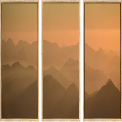 SIGNWIN 3 Piece Framed Canvas Wall Art Orange Sunset Canvas Prints Home Artwork Decoration for Living Room,Bedroom - 16"x24"x3 Panels