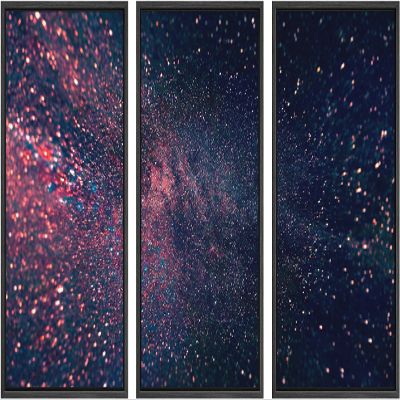 SIGNWIN 3 Piece Framed Canvas Wall Art Galaxy Stars Canvas Prints Home Artwork Decoration for Living Room,Bedroom - 16"x24"x3 Panels