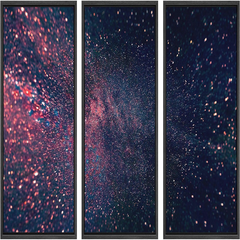 SIGNWIN 3 Piece Framed Canvas Wall Art Galaxy Stars Canvas Prints Home Artwork Decoration for Living Room,Bedroom - 16"x24"x3 Panels