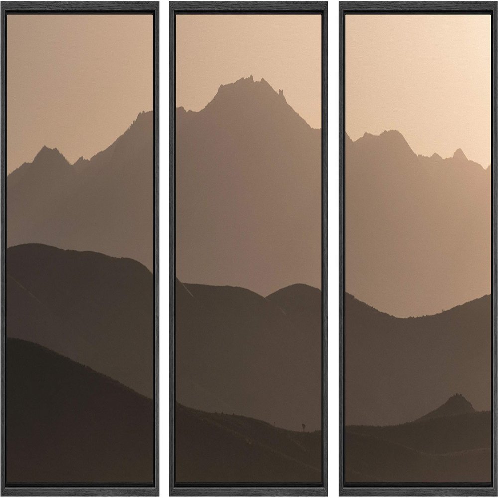 SIGNWIN 3 Piece Framed Canvas Wall Art Orange Sunset Canvas Prints Home Artwork Decoration for Living Room,Bedroom - 16"x24"x3 Panels