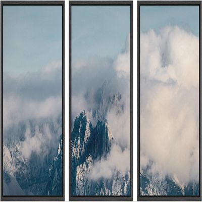 SIGNWIN 3 Piece Framed Canvas Wall Art Foggy Mountains Canvas Prints Home Artwork Decoration for Living Room,Bedroom - 16"x24"x3 Panels