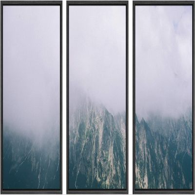 SIGNWIN 3 Piece Framed Canvas Wall Art Foggy Mountains Canvas Prints Home Artwork Decoration for Living Room,Bedroom - 16"x24"x3 Panels