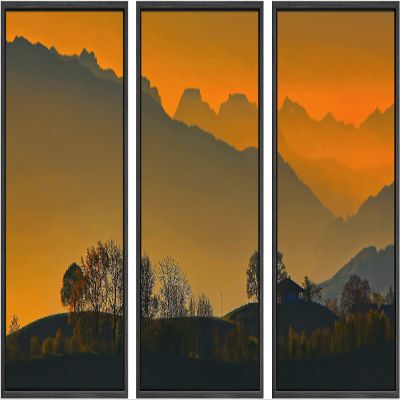 SIGNWIN 3 Piece Framed Canvas Wall Art Orange Sunset Canvas Prints Home Artwork Decoration for Living Room,Bedroom - 16"x24"x3 Panels