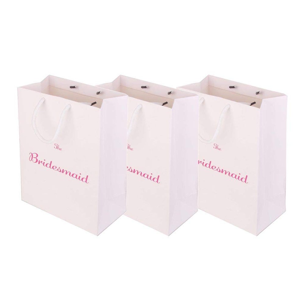 Inzopo Pack of 3 The Bridesmaid Printed Paper Favour Gift Bag with Handle