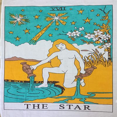 Indian Consigners Tarot Tapestry The Star 100x75 CM Cotton Wall Hanging Colorful Tarot Card Poster for Spiritual, Boho, and Witchy Room Dcor
