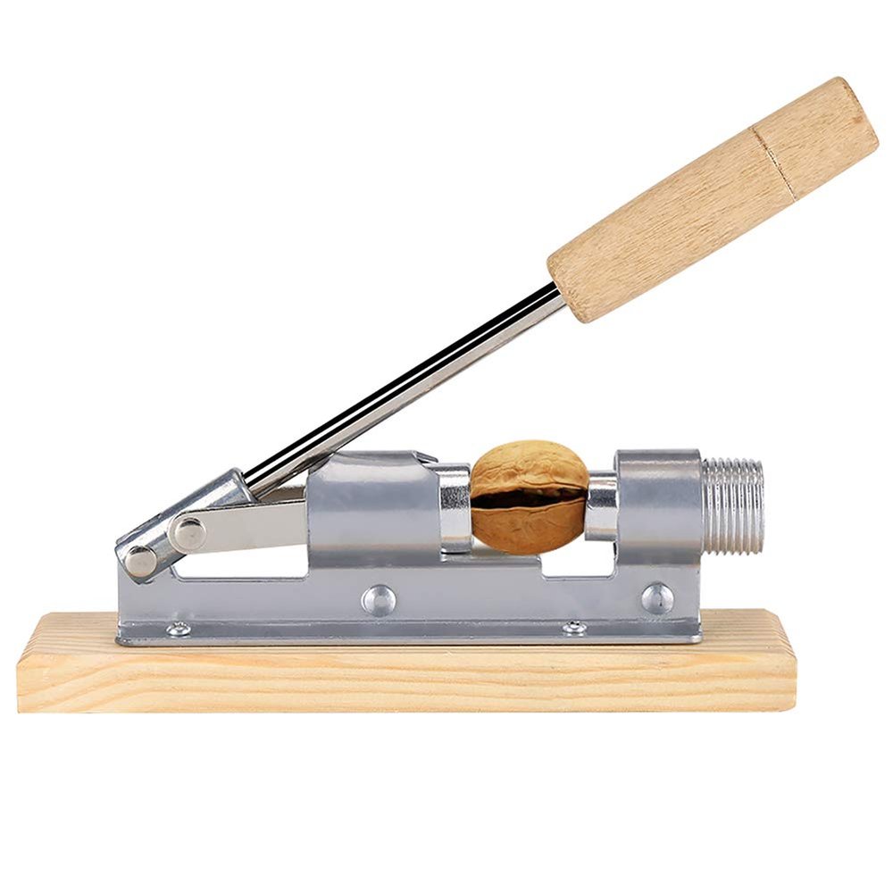 Heavy Duty Nutcracker,Manual Mechanical Lever Walnut Plier Labor Saving Desktop Opener Tools Shell Breaker with Wood Base & Handle for Hazelnuts Almonds Brazil Nuts Pecan
