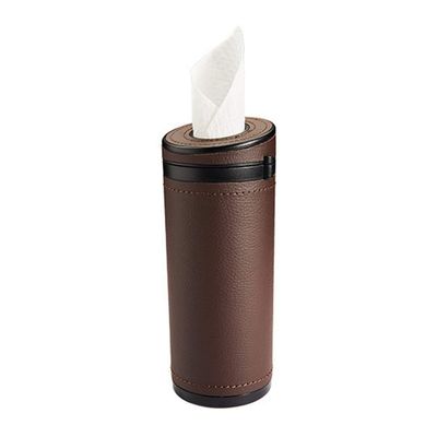 Car Tissue Tube, Cylinder Tissue Box Diameter 2.75'' PU Leather Round Tissues Container for Car Cup Holder, Up to 30 Count Tissue