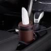 Car Tissue Tube, Cylinder Tissue Box Diameter 2.75'' PU Leather Round Tissues Container for Car Cup Holder, Up to 30 Count Tissue view 2