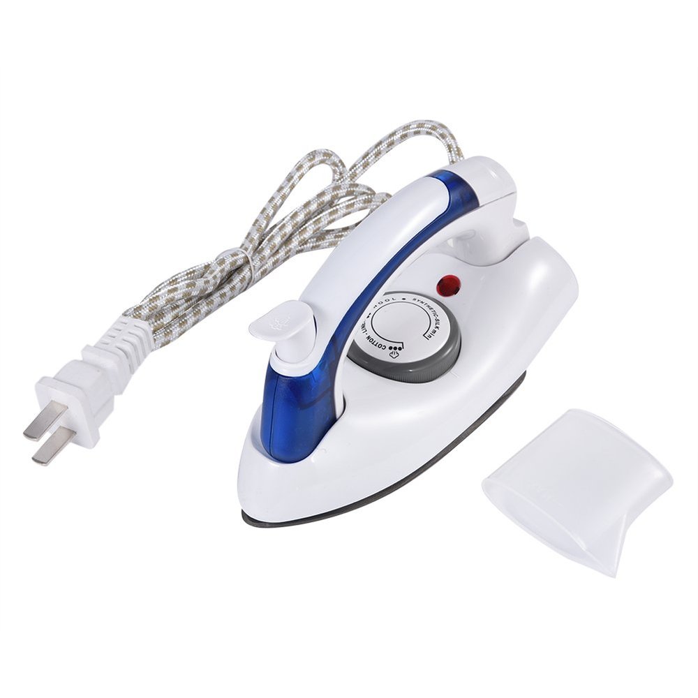 Zerodis Travel Iron,700W Mini Portable Folding Handle Handheld Steam Non Stick Adjustable Temperature Control with and Thermostat Small Compact Travel Steamer (US Plug)