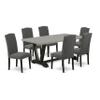 East West Furniture V697EN120-7 7 Piece Kitchen Table Set Consist of a Rectangle Dining Table with V-Legs and 6 Dark Gotham Linen Fabric Parson Dining Chairs, 40x72 Inch, Multi-Color view 1