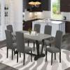 East West Furniture V697EN120-7 7 Piece Kitchen Table Set Consist of a Rectangle Dining Table with V-Legs and 6 Dark Gotham Linen Fabric Parson Dining Chairs, 40x72 Inch, Multi-Color view 2