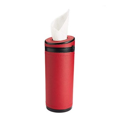 Car Tissue Tube, Cylinder Tissue Box Diameter 2.75'' PU Leather Round Tissues Container for Car Cup Holder, Up to 30 Count Tissue
