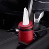 Car Tissue Tube, Cylinder Tissue Box Diameter 2.75'' PU Leather Round Tissues Container for Car Cup Holder, Up to 30 Count Tissue view 2