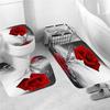 4pcs Rose Shower Curtain Set with Waterproof Bath Curtain Non-Slip Bathroom Rugs Bath Mat Set Toilet Lid Cover Flower Shower Curtains with 12 Hooks, Durable Fabric Shower Curtain for Bathroom view 3