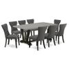 East West Furniture V697GA650-9 9 Piece Modern Dining Table Set Includes a Rectangle Wooden Table with V-Legs and 8 Dark Gotham Linen Fabric Upholstered Chairs, 40x72 Inch, Multi-Color view 1