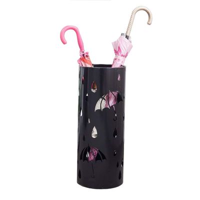 Umbrella Racks AYY Round Metal Umbrella Stand Umbrella Holder, Multifunctional Storage Bucket at The Entrance of The Living Room Corridor, with Hook and Drip Tray, White Black Gold, 20X50CM