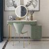 Makeup Vanity Table Set with MirrorBuilt-in 3 Kinds of Lights 5 Drawers, Flannel Cushioned Stool, Removable Lockers, Makeup Vanity Desk Dressing TableMarble Top Gray,Green,Pink view 1
