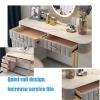 Makeup Vanity Table Set with MirrorBuilt-in 3 Kinds of Lights 5 Drawers, Flannel Cushioned Stool, Removable Lockers, Makeup Vanity Desk Dressing TableMarble Top Gray,Green,Pink view 4