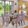East West Furniture X796GA740-7 7 Piece Kitchen Table Set Consist of a Rectangle Dining Table with X-Legs and 6 Dahlia Linen Fabric Parson Dining Chairs, 36x60 Inch, Multi-Color view 1