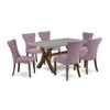 East West Furniture X796GA740-7 7 Piece Kitchen Table Set Consist of a Rectangle Dining Table with X-Legs and 6 Dahlia Linen Fabric Parson Dining Chairs, 36x60 Inch, Multi-Color view 2