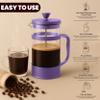 Utopia Kitchen 34 Ounce 1 Liter French Press Coffee Maker, Tea Maker, Travel Coffee Presses, Heat Resistant Thickened Borosilicate Coffee Pot for Camping Travel Gifts, Plum Pack of 1 view 3