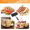 Agatige Stovetop Waffle Maker, Portable Aluminum Dual Head Nonstick Cast Iron Belgian Waffle Maker for Panini Sandwich Toaster Breakfast Snacks Cooking Baking Tool, 13.19x8.46in view 3