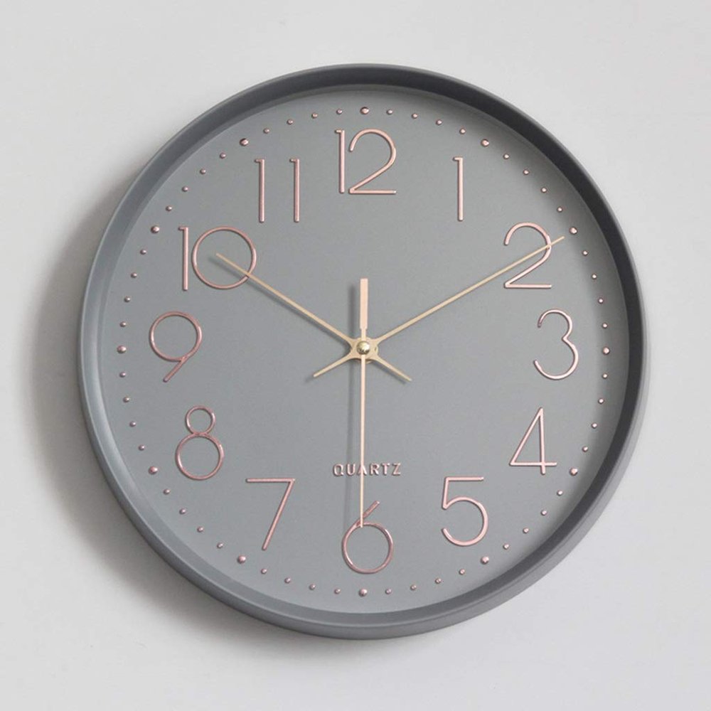 CLOCKZHJI Nordic Minimalist Mute When Clocks Home Living Room Wall Clock Creative Wall Clock Restaurant (Size : 12inch)