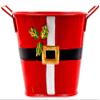 TopNotch Outlet Christmas Decor - Storage Pails (2 Pc) Small Red Painted Santa Buckets with Handles - Create Lovely Baskets - Add Party Favors - Metal Planters view 2